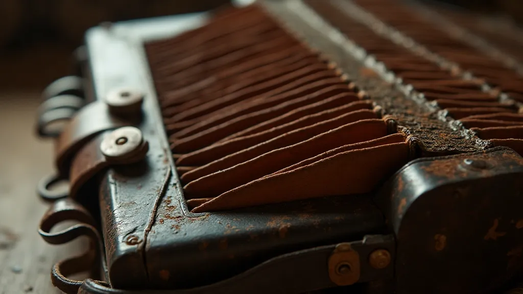 Close-up of vintage accordion bellows