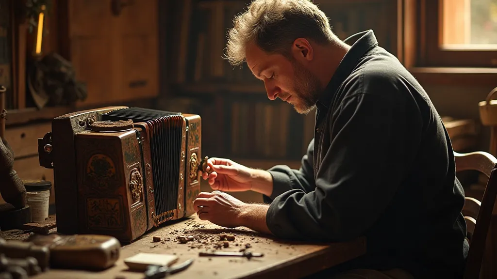 Craftsman repairing an accordion
