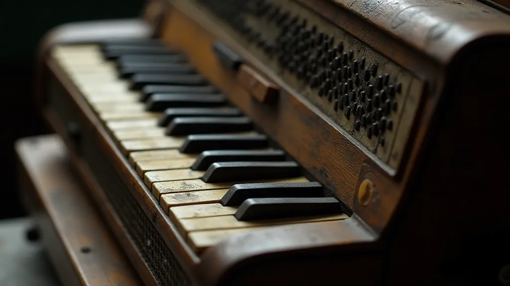 Antique accordion in shadows