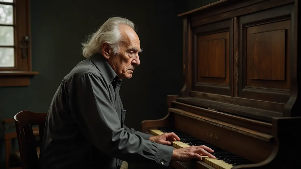 Elderly musician at a piano