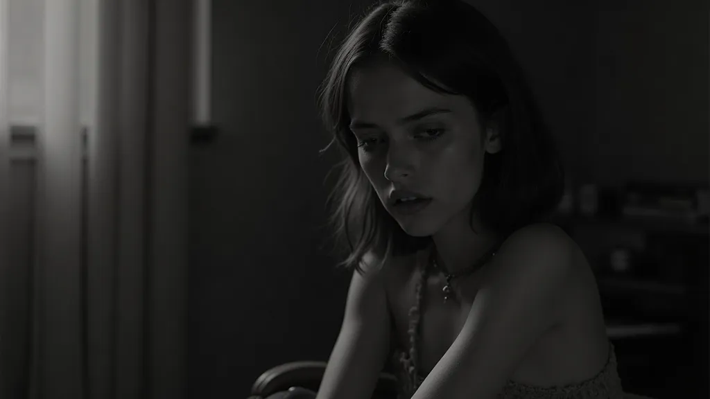 Woman experiencing grief in a film still