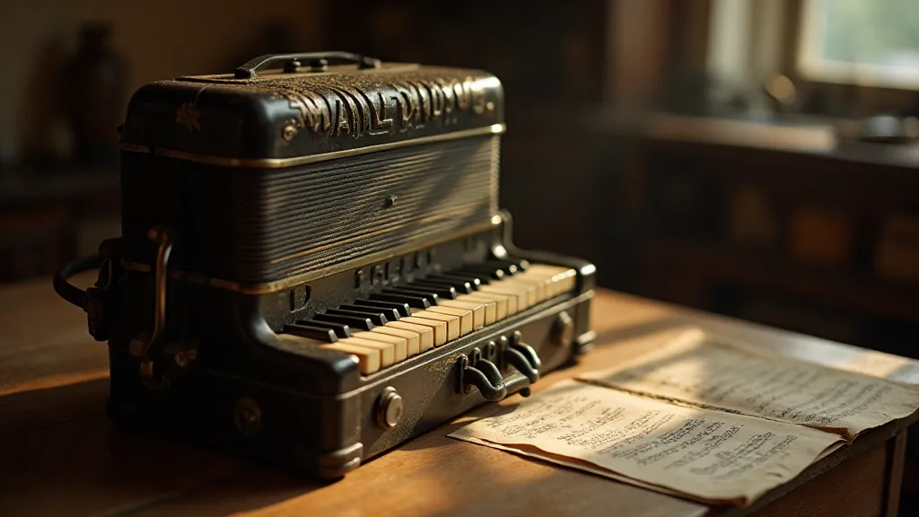 Vintage accordion on a table